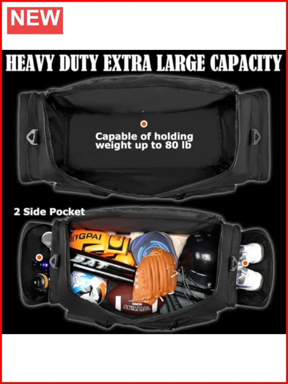 130L Extra Large Heavy Duty Duffle Bag with Shoe Compartment